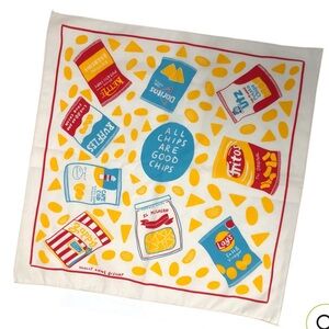 NEW Molly Anne Bishop 100% Cotton Bandana Hand Drawn Chips Printed Food Cute